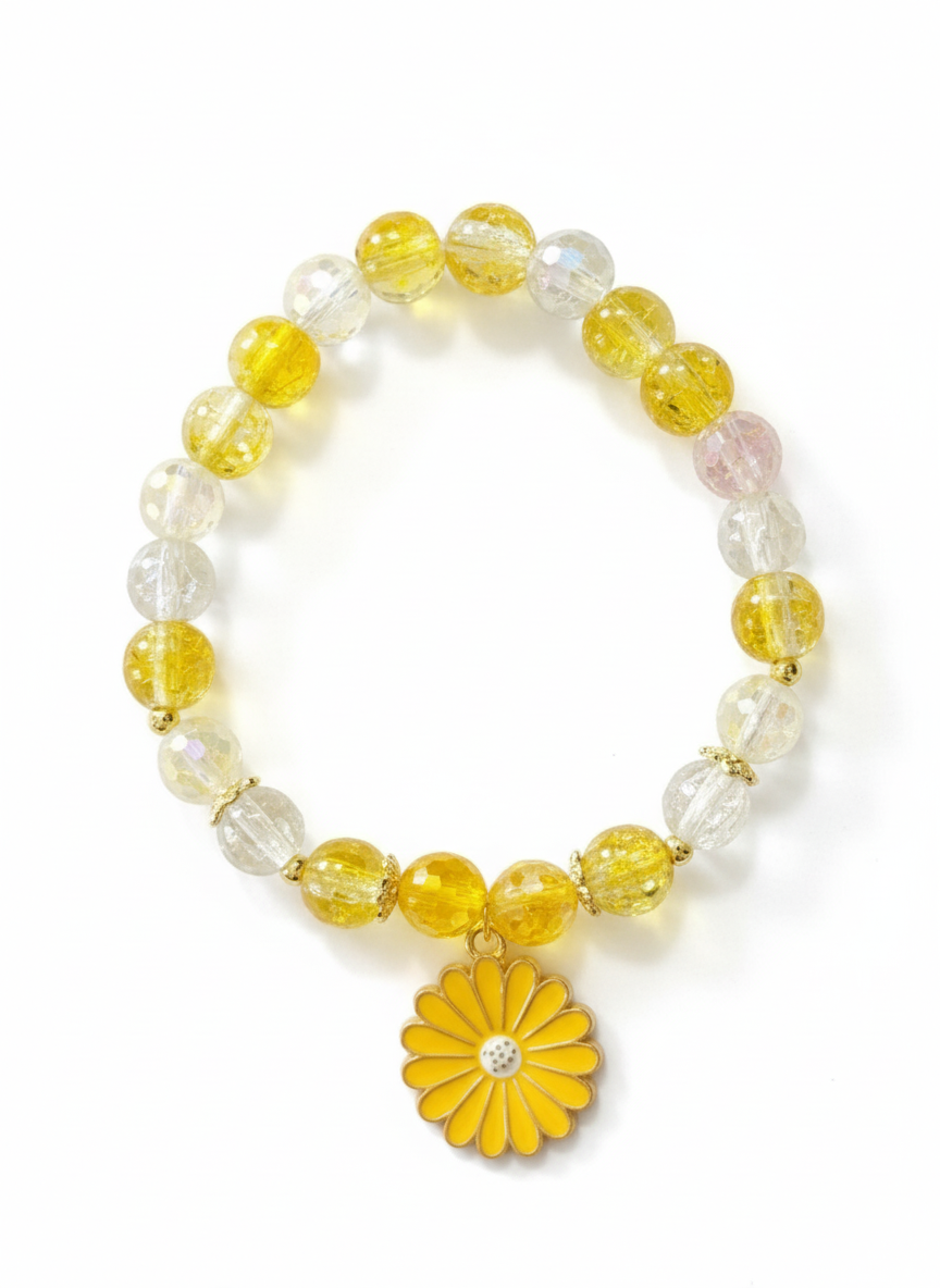 Sunlit Daisy Crackle Handmade Premium Bracelet