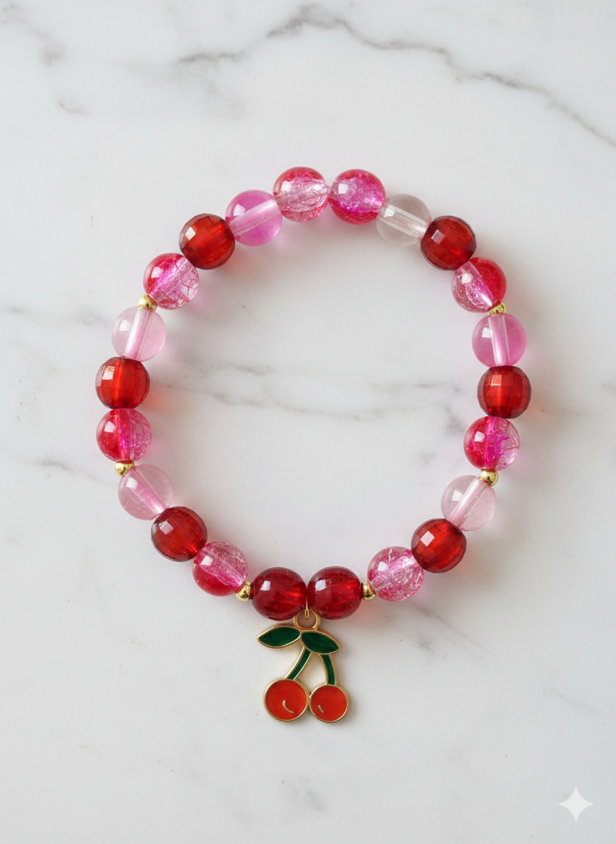 Pastel Pink Cherry Handmade Semi Premium Bracelet