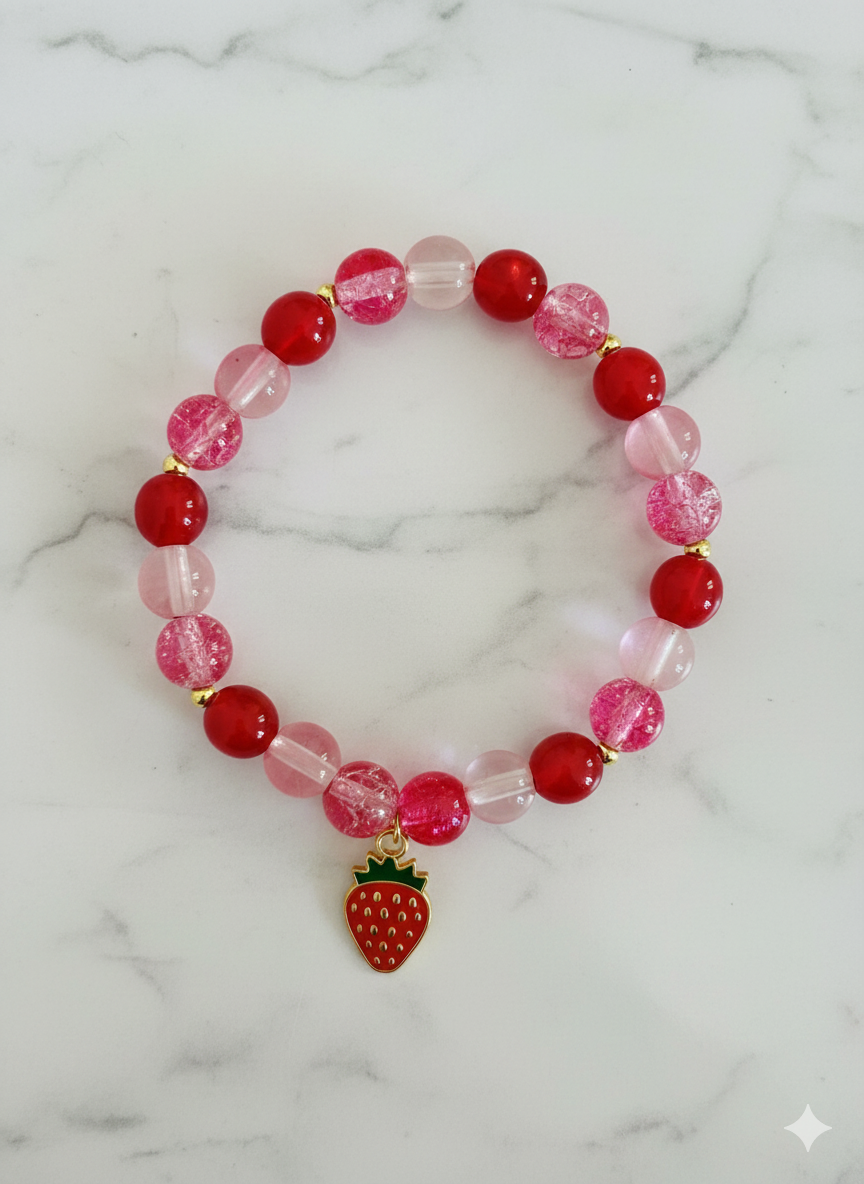 Crimson Strawberry Handmade Semi Premium Bracelet