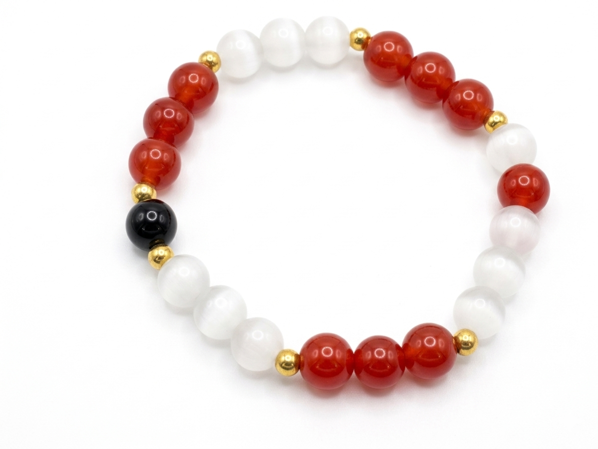 Crimson Ember Moonstone Handmade Budget Friendly Bracelet
