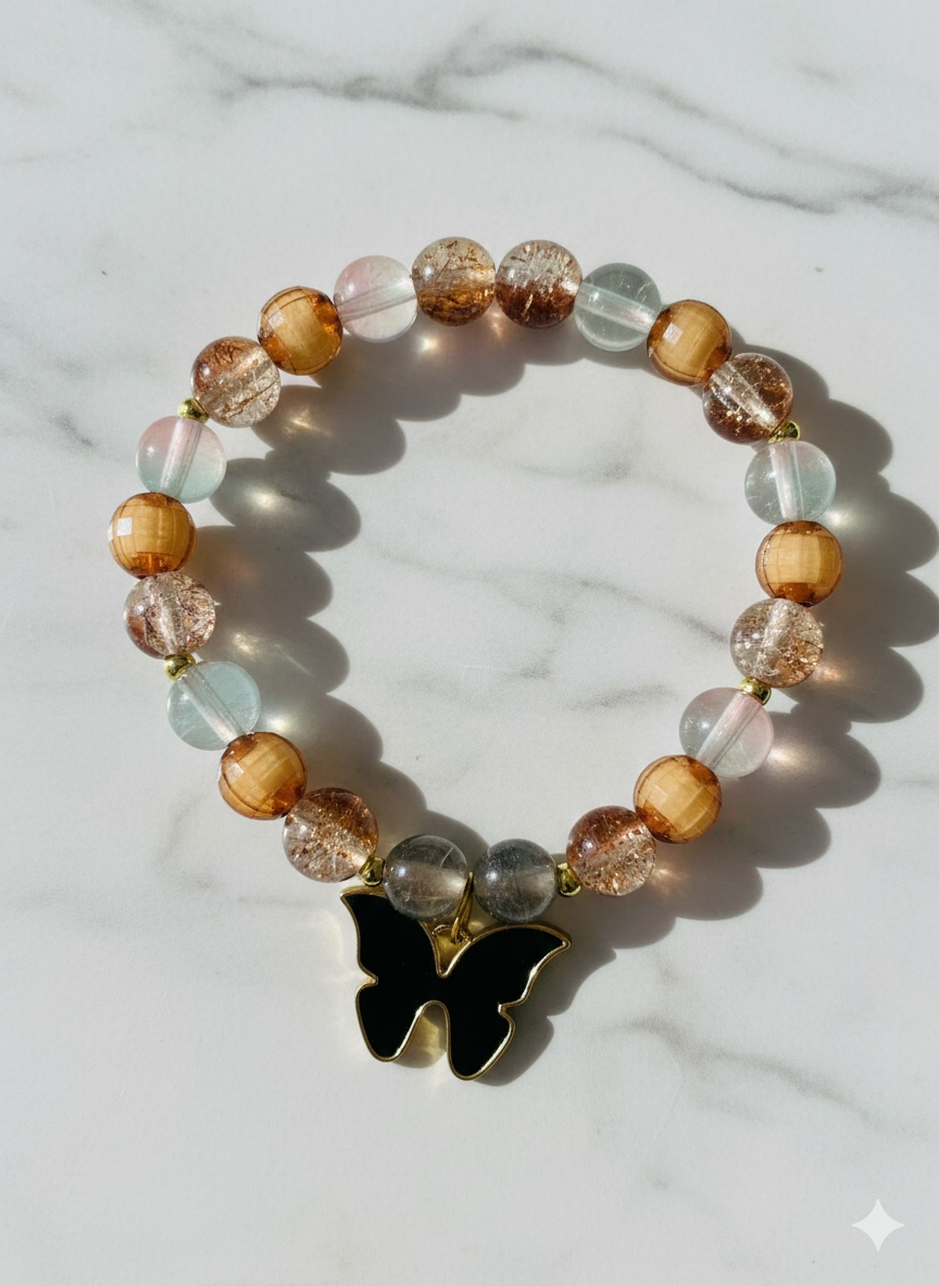 Amber Earth Black Butterfly Handmade Semi Premium Bracelet