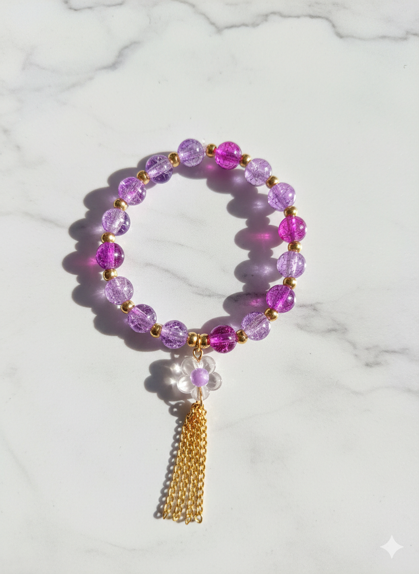 Orchid Bloom Tassel Handmade Budget Friendly Bracelet