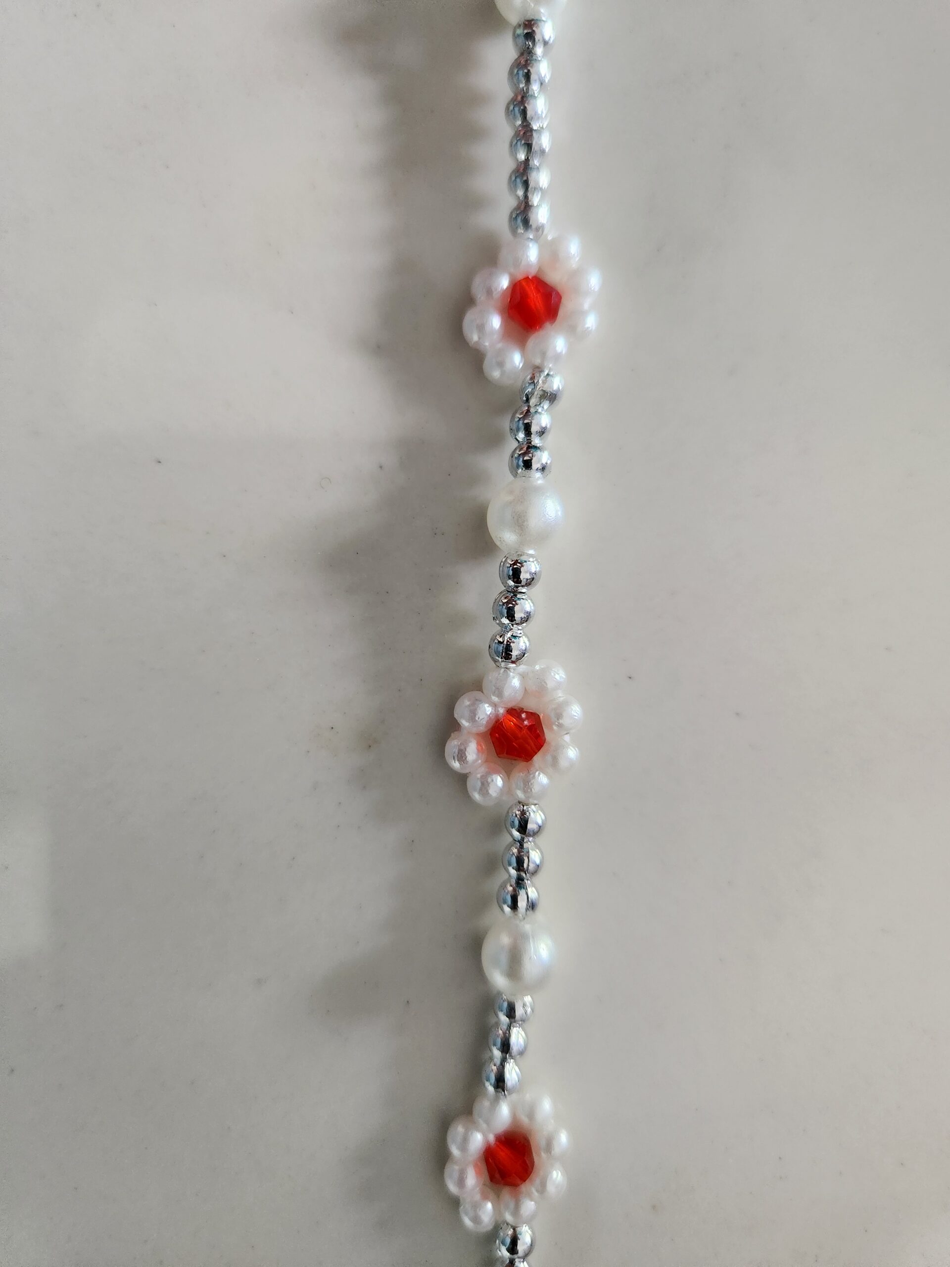Scarlet Red Flower Pearl Bracelet