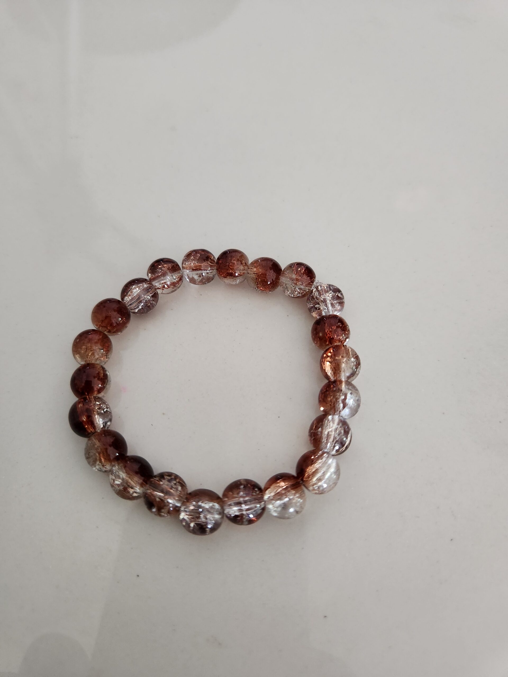 Smoked Amber Crackle Handmade Bracelet